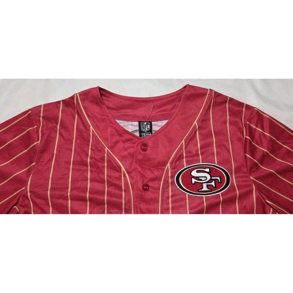 San Francisco 49ers Baseball Jersey Red And Gold Stripes Size Medium NWT